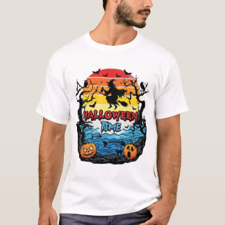 T-shirt Sorcière de la période d'Halloween Citrouilles Cha