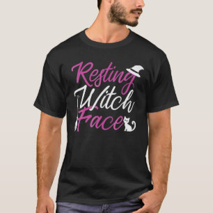 T-shirt Sorcière de repos visage drôle Éffrayant Broomstic