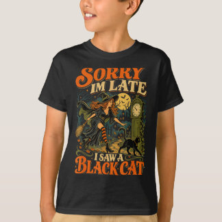 T-shirt sorcière d'Halloween désolée j'ai vu un chat drôle