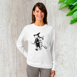 T-shirt Sorcière d'Halloween et clown chevauchant un balai