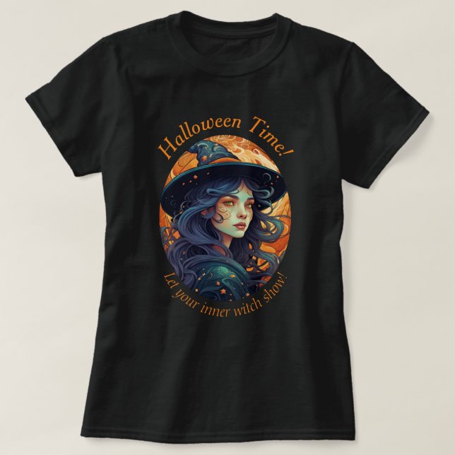 T-shirt sorcière d'Halloween pour elle (Design devant)