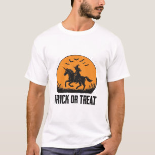 T-shirt Sorcière d'Halloween Trick Or Treat Lune Vintage_1