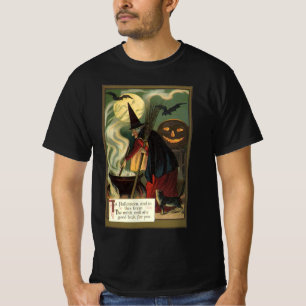 T-shirt Sorcière d'Halloween vintage remuant un chaudron m