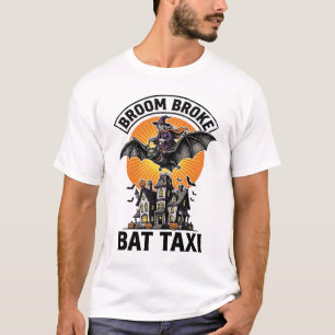 T-shirt Sorcière drôle Halloween Balai Chauve-Souris Cassé