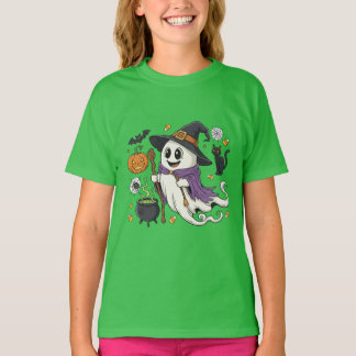 T-shirt Sorcière Éffrayante adorable avec Citrouille et no