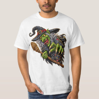 T-shirt SORCIÈRE EFFRAYANTE avec BALAI et CHAT NOIR