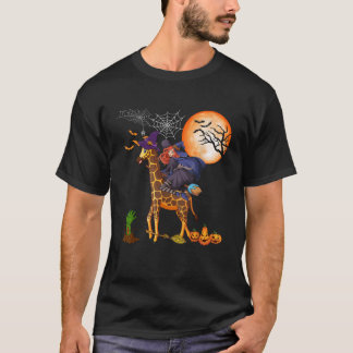 T-shirt Sorcière équitation Giraffe Drôle Halloween Horreu