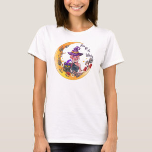 T-shirt Sorcière et chat noir