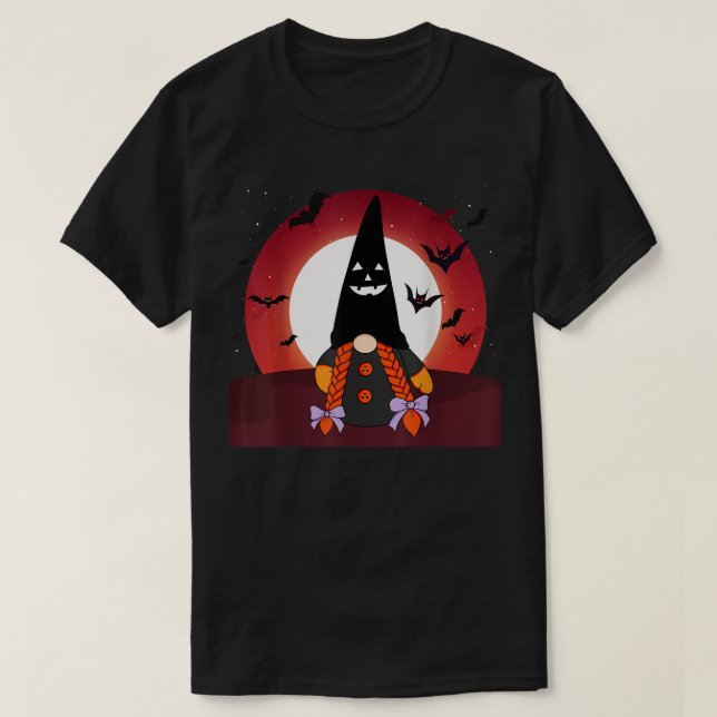 T-shirt Sorcière Gnome Halloween Costume Citrouille Automn (Design devant)