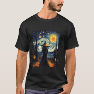 T-shirt Sorcière Halloween Starry Night Van Gogh Aesthétiq