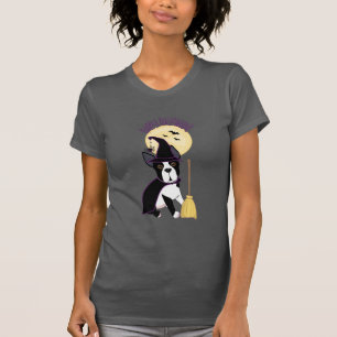 T-shirt Sorcière heureuse de Halloween Boston Terrier