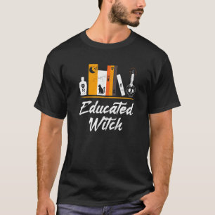 T-shirt Sorcière instruite Éffrayant livre Shelf Halloween