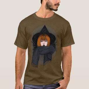 T-shirt Sorcière rouge foncée avec un écusson