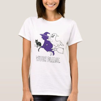 T-shirt Sorcière S'Il Vous Plaît Drôle Halloween Flying Wi