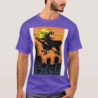 T-shirt Sorcière volant au-dessus d'une ferme