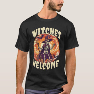 T-shirt Sorcières Bienvenue Halloween Squelette Sorcière B