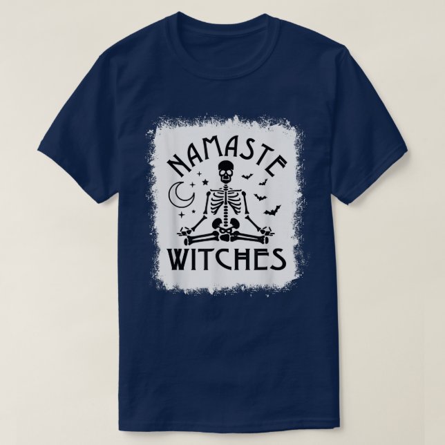 T-shirt Sorcières de Namaste blanchies Skeleton Yoga Hallo (Design devant)