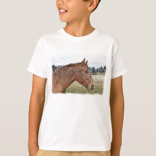 T-shirt Sorrel Horse Portrait Equine Art Illustration