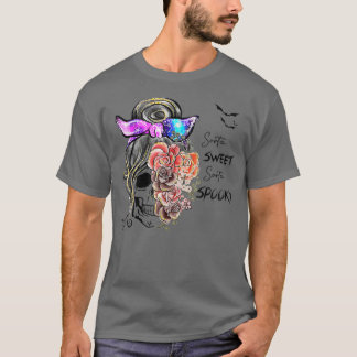 T-shirt Sorta Sweet Sorta Spooky Flowers Messy Bun Funny M