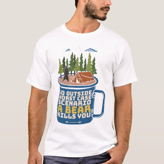 T-shirt Sortez de l'attaque de l'ours Drôle Dire (Devant)