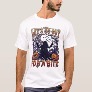 T-shirt Sortons Mordre Fantômes Citrouilles Chauves-Souris