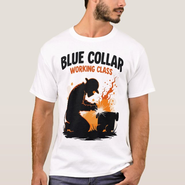 T-shirt Soudage de collier bleu - Classe de travail (Devant)