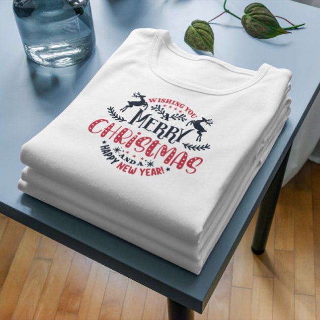 T-shirt Souhaitez-vous Joyeux Noël Retro Typographie (Créateur téléchargé)