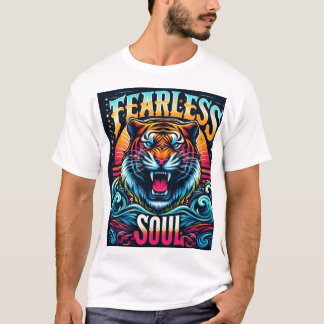 T-shirt Soul sans peur - Oeuvre de tigres vibrante
