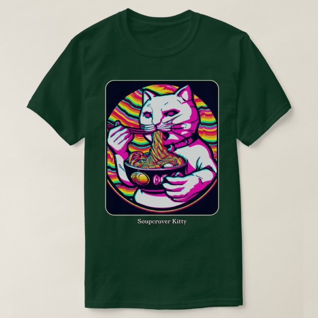 T-shirt Soupe craver chat ramen manger chat (Design devant)