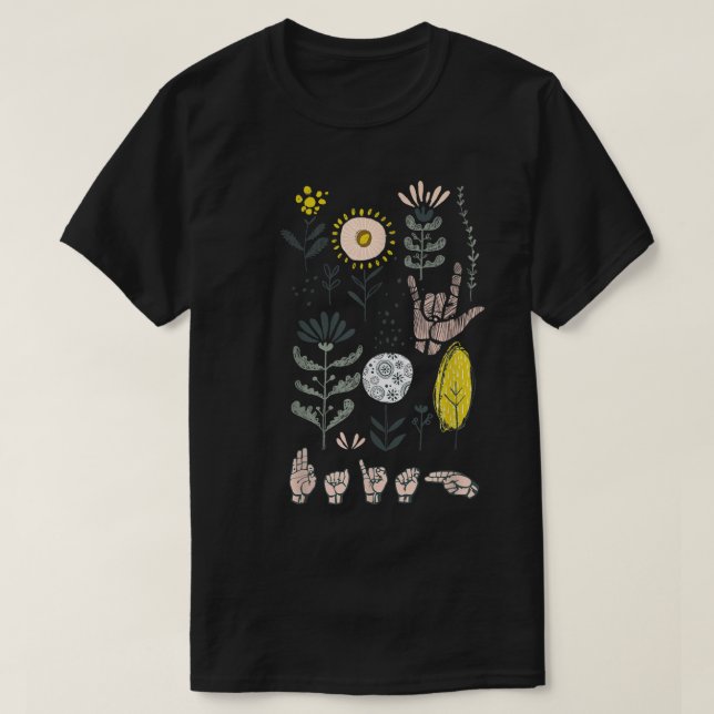 T-shirt Sourde ASL Signal Foi Christian Boho Floral (Design devant)