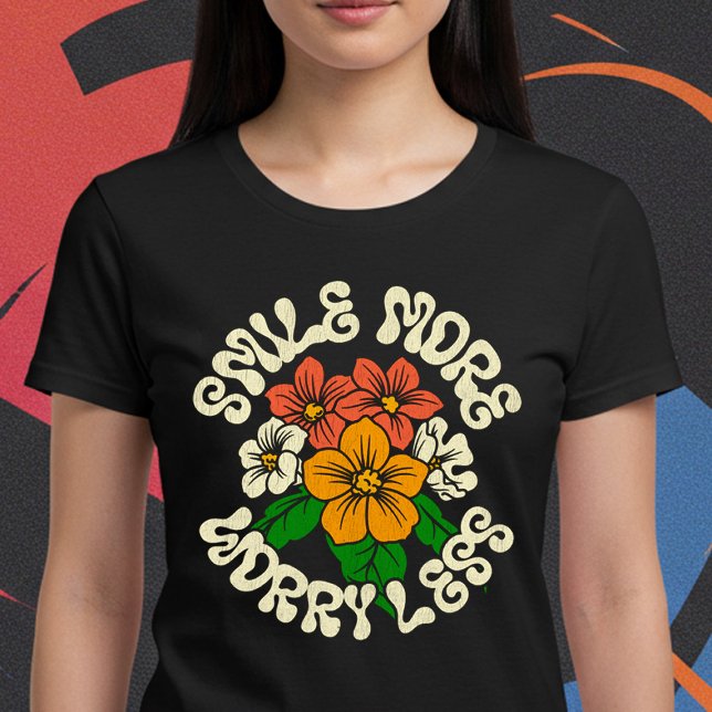 T-shirt Souriez plus inquiet moins (Créateur téléchargé)