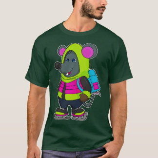 T-shirt Souris à Patinage sur glace avec Patins sur glace 