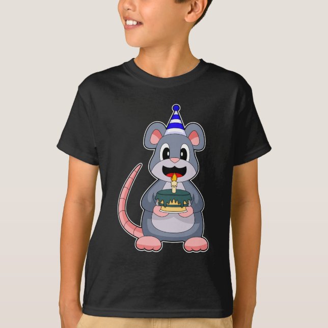 T-shirt Souris Anniversaire Chandelle Gâteau (Devant)