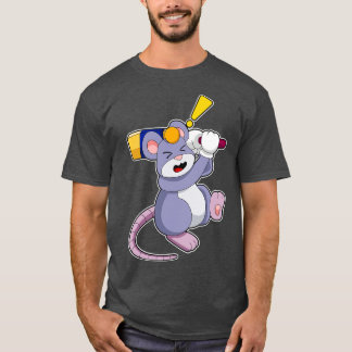T-shirt Souris au cricket avec batte de cricket