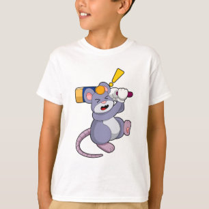 T-shirt Souris au cricket avec chauve-souris de cricket