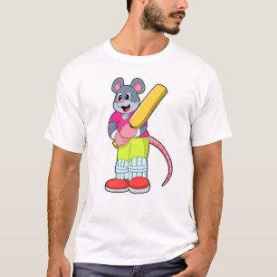 T-shirt Souris au cricket avec chauve-souris de cricket