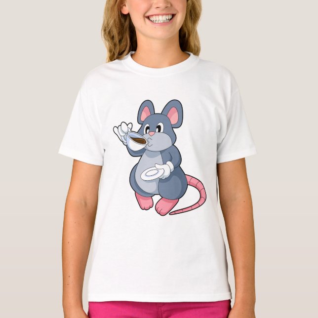 T-shirt Souris avec Café Cup (Devant)