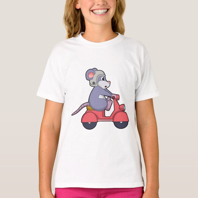 T-shirt Souris comme Biker avec Scooter.PNG (Devant)