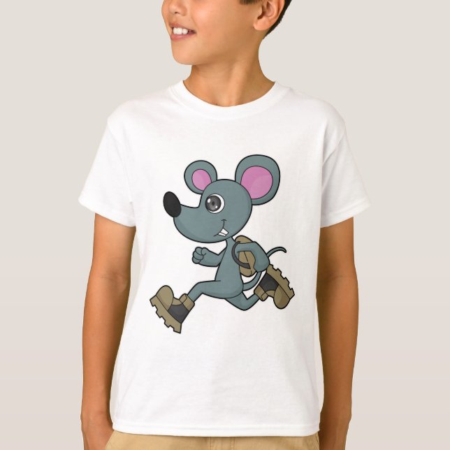 T-shirt Souris comme coureur avec sac à dos (Devant)