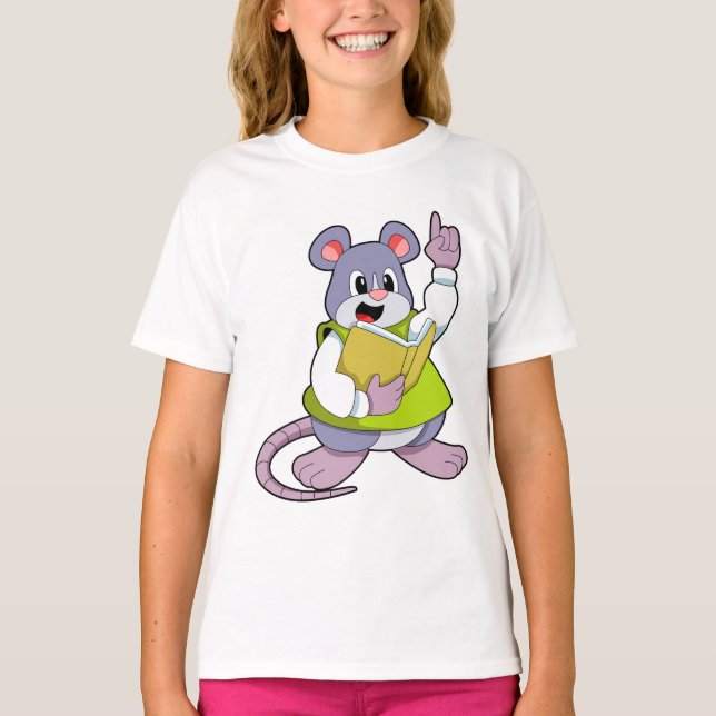 T-shirt Souris comme enseignant avec livre (Devant)