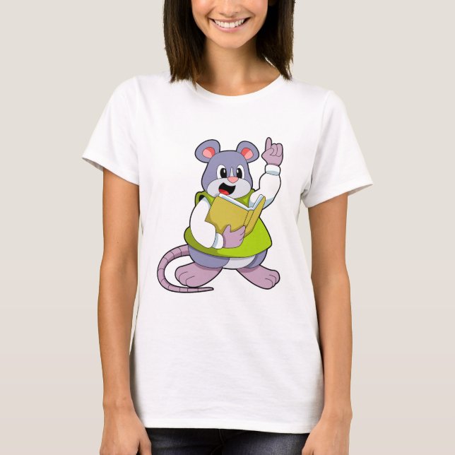 T-shirt Souris comme enseignant avec livre (Devant)