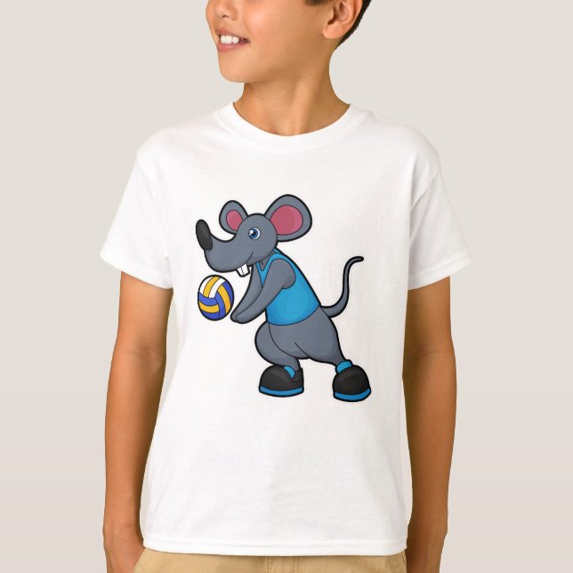 T-shirt Souris comme joueur de volleyball avec volleyball (Devant)