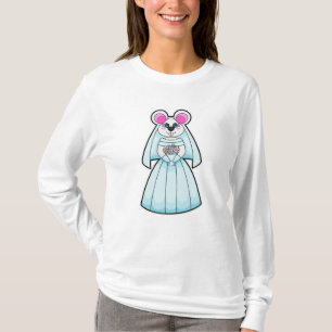 T-shirt Souris comme mariée avec bouquet de fleurs