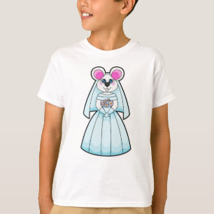 T-shirt Souris comme mariée avec bouquet de fleurs