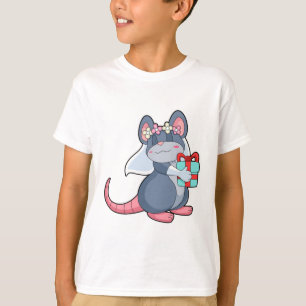 T-shirt Souris comme mariée avec voile et cadeau.PNG
