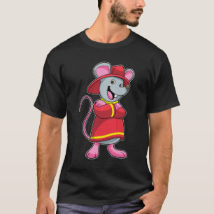T-shirt Souris comme pompier avec casque