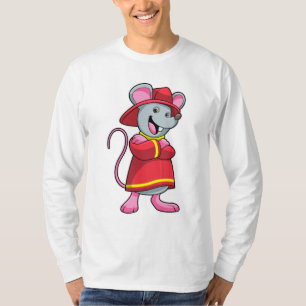 T-shirt Souris comme pompier avec casque