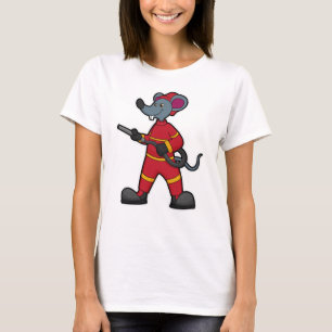T-shirt Souris comme pompier avec tuyau