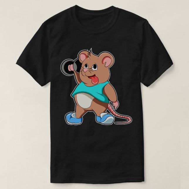 T-shirt Souris de Bodybuilding avec Dumbbell (Design devant)