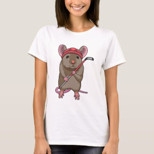 T-shirt Souris de hockey sur glace avec bâton de hockey su